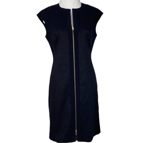 Ted Baker Women's Navy‎ Blue Textured Designer Sheath Dress EU 2/US 6/C37 - Picture 1 of 13